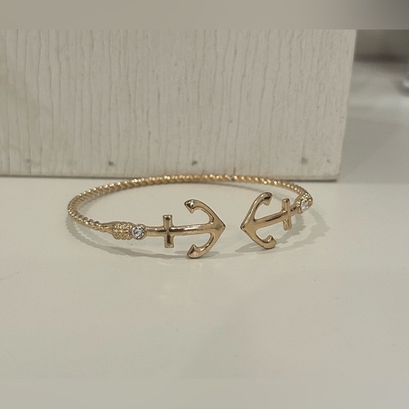Vintage Jewelry - Vintage Anchor Bracelet Cuff With Diamonds